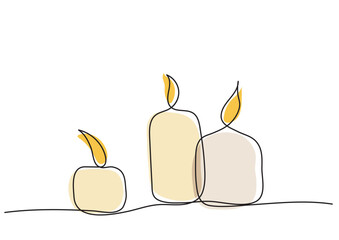 Colored set of vector stylized candles in minimalism