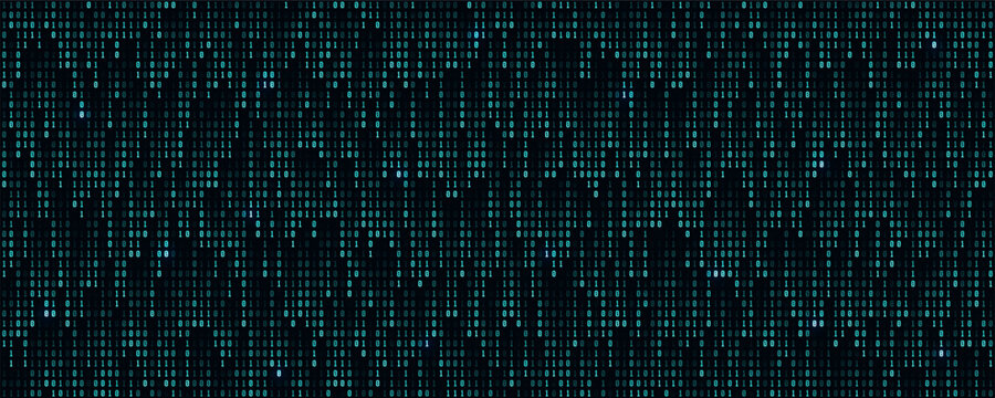 Binary computer code. Cyber background constructed with numbers one and zero. Abstract visualization of programming. Vector illustration.