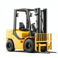 yellow Forklift isolated on white background. ai generative