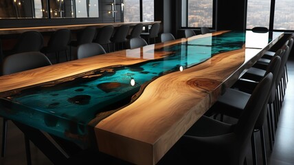 large modern, cool epoxy resin table