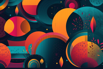 Abstract geometric background with circles and dots. Vector illustration for design.