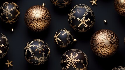 Christmas balls festive pattern on a table, minimal background.