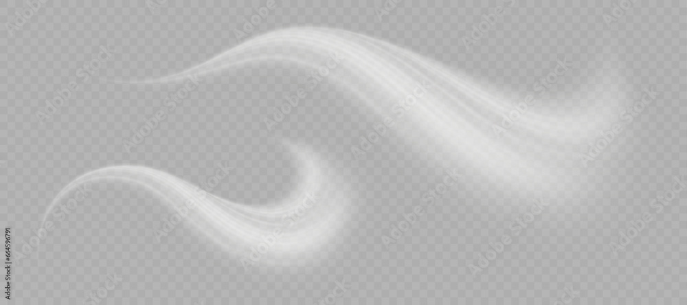 Poster visualization of air or water flow. set of white air flow wave effects. vector png