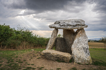 Dolmen of Sorginetxe funerary monument from the year 2500 BC, Salvatierra/Agurain, Alava, Basque Country, Spain