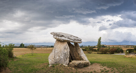 Dolmen of Sorginetxe funerary monument from the year 2500 BC, Salvatierra/Agurain, Alava, Basque Country, Spain