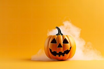 Halloween pumpkin with steam.