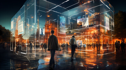 futuristic utopian city, fantasy sci-fi city - obrazy, fototapety, plakaty