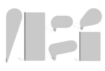 Various Shapes Blank Shelf-Stoppers Isolated, Set of Promotion Wobblers, 3D mockup