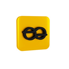 Black Nautical rope knots icon isolated on transparent background. Rope tied in a knot. Yellow...