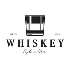 Vintage premium whiskey logo label with glass or beer. for drinks, bars, clubs, cafes, companies.
