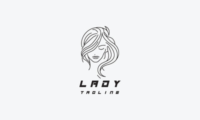 Women, lady minimalistic and line-art vector logo icon illustration design