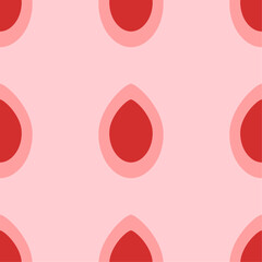 Seamless pattern of large isolated red oval symbols. The elements are evenly spaced. Vector illustration on light red background