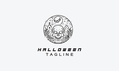 Halloween spooky vector logo icon illustration design