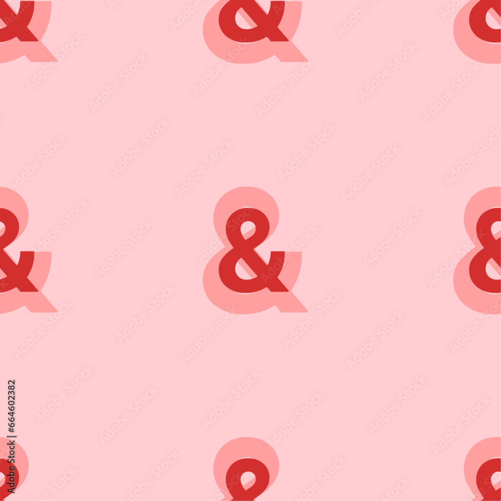 Fototapete seamless pattern of large isolated red ampersand symbols. the elements are evenly spaced. vector ill