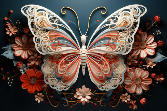 butterfly on a black background generative ai , generative,  ai ,