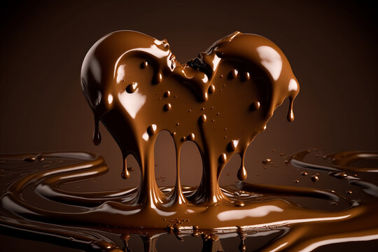 Hot melted raw dark chocolate cup decoration splashing picture AI Generated image