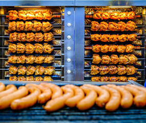 roasted meat at a grill