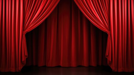 Red stage curtain with arch entrance 