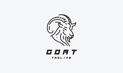 Goat vector logo icon illustration design in style of minimalism and line art