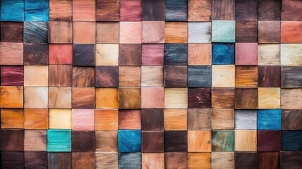 Wood aged art architecture texture abstract block stack on the wall for background Abstract colorful wood texture for backdrop 