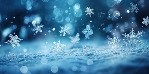 Fototapeta na wymiar beautiful detailed snowflakes falling from the sky, suitable for greeting cards or backgrounds - ai-generated