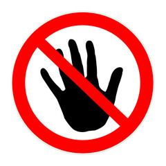 Verbotszeichen mit Hand, 2D-Illustration - obrazy, fototapety, plakaty