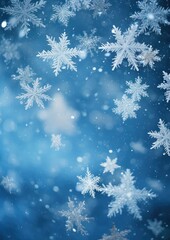 Naklejka na ściany i meble beautiful detailed snowflakes falling from the sky, suitable for greeting cards or backgrounds - ai-generated