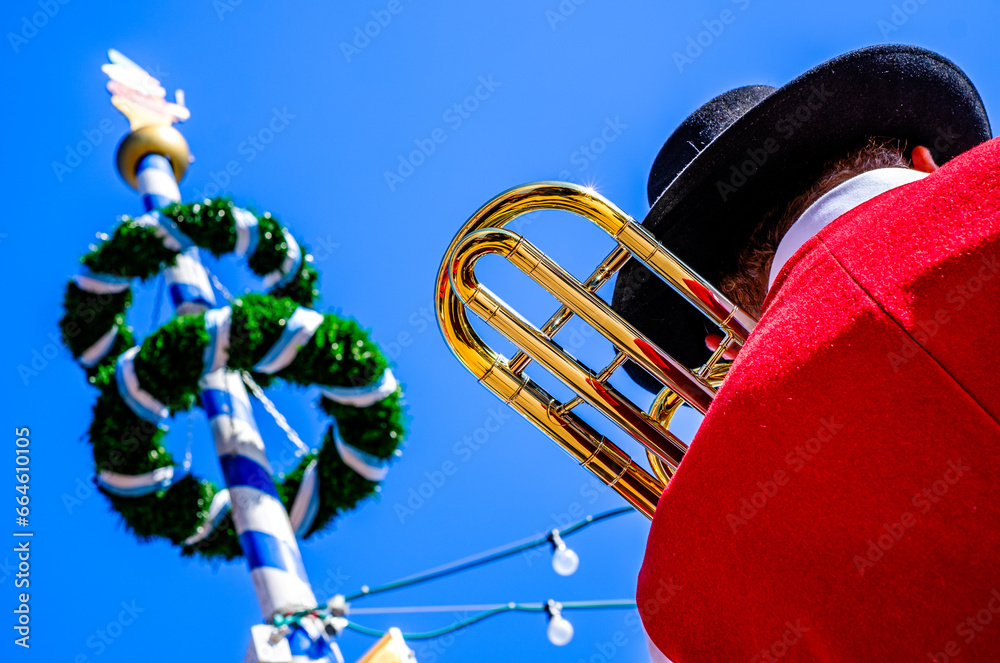 Wall mural typical music instrument of a bavarian brass band