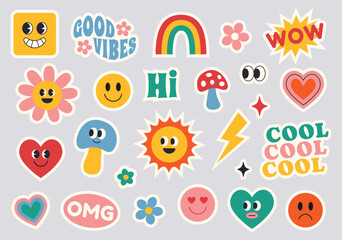 Set of retro stickers. Vector illustration - obrazy, fototapety, plakaty