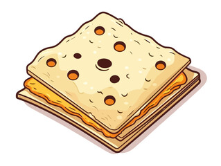 Doodle Matzah with Haggadah, cartoon sticker, sketch, vector, Illustration, minimalistic