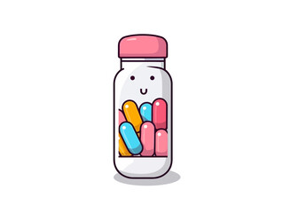 Doodle Pharmaceutical Capsule, cartoon sticker, sketch, vector, Illustration, minimalistic