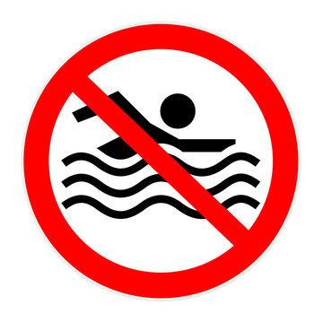 Verbotszeichen mit Schwimmer, 2D-Illustration