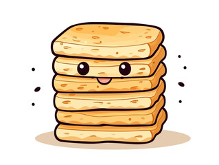 Doodle Matzah stack, cartoon sticker, sketch, vector, Illustration, minimalistic