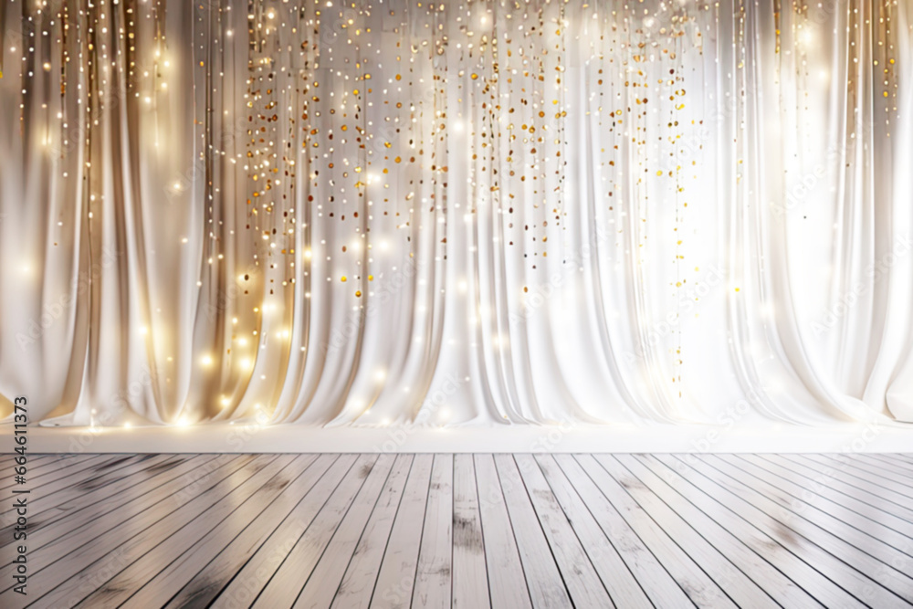 Canvas Prints Blurred Christmas canvas backdrop with gold glitters 