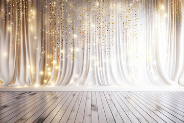 Blurred Christmas canvas backdrop with gold glitters 
