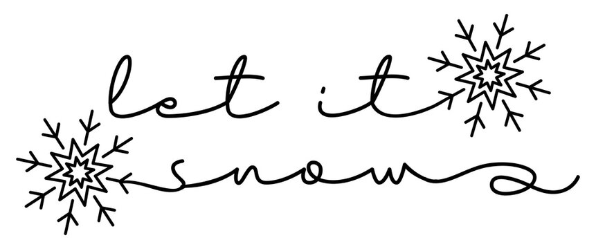 Let It Snow Script Design | Xmas Snowflakes Line Graphic | Modern Minimalism Seasonal | Winter Wonderland | Festive Snow Day