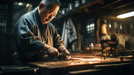 Japanese Artisan Crafting Exceptional Katana