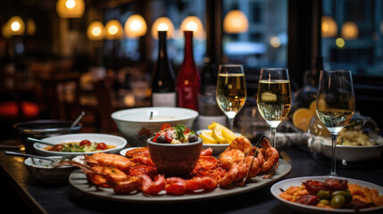 Lively Spanish Tapas Bar: Gambas al Ajillo Patatas Bravas Sangria