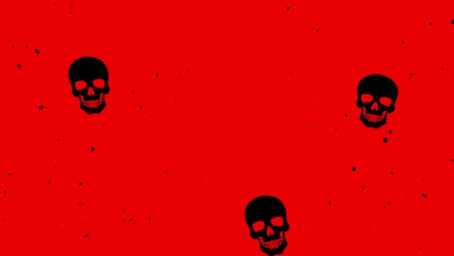 Abstract Grunge Style Rising Skulls Red Background Loop Halloween
