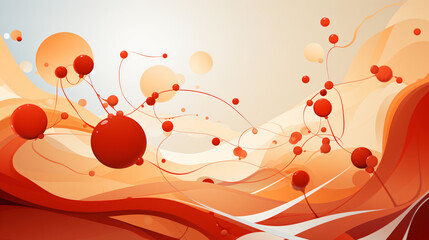 abstract fresh background with bubbles and waves in red and orange
