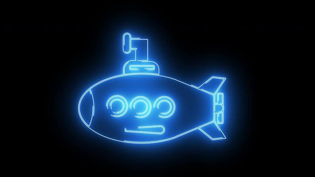 Animated submarine icon with neon saber effect