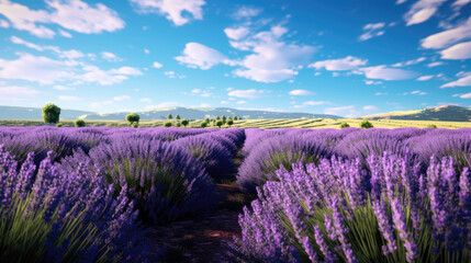 French Lavender Field: Rows of Purple Blooms