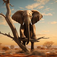 elephant on a tree as a symbol of freedom and success because everything is possible