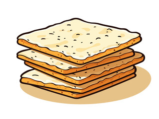 Doodle Matzah with horseradish, cartoon sticker, sketch, vector, Illustration, minimalistic