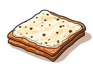 Doodle Matzah with horseradish, cartoon sticker, sketch, vector, Illustration, minimalistic