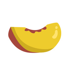 Cartoon cute juicy peach slice isolated on white background
