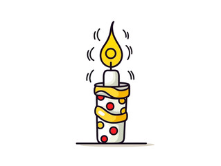 Doodle Decorated Passover candle, cartoon sticker, sketch, vector, Illustration, minimalistic