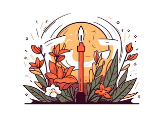 Doodle Holy Saturday Vigil, cartoon sticker, sketch, vector, Illustration, minimalistic