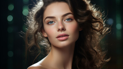 Fototapeta premium beautiful woman with natural make - up and shiny hair