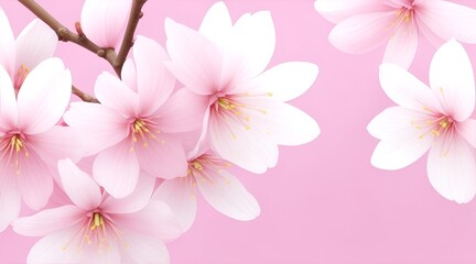 Fototapeta na wymiar pink cherry blossom macro on pink background 